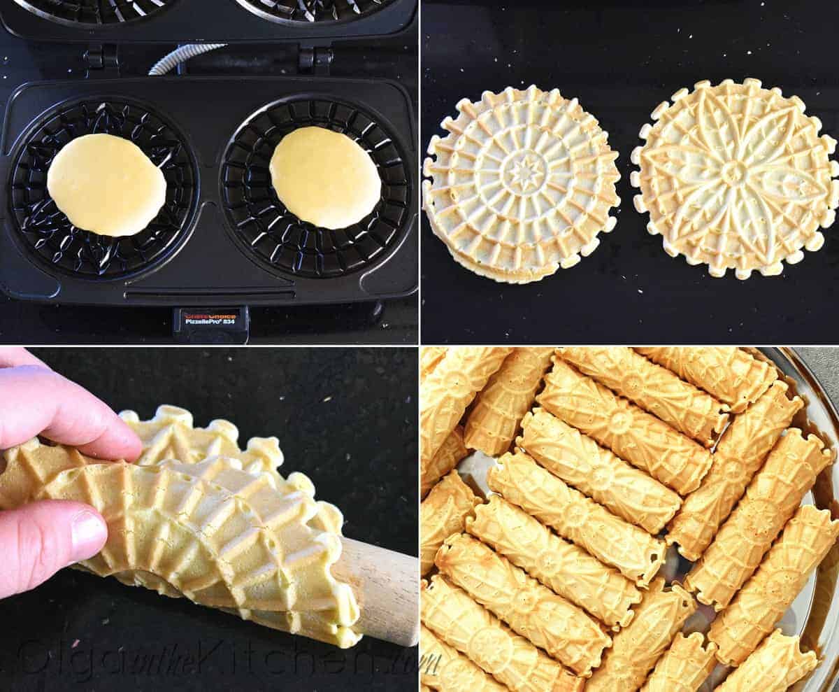 Cream Filled Pizzelles (trubochki): creamy, elegant and beautifully shaped waffle-like pastry filled with the best condensed milk filling. | olgainthekitchen.com