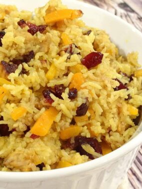Pork Plov (Pork Rice Pilaf with Cranberries): rich in taste, marvelous dish to serve at any event. Our family version of pilaf. | olgainthekitchen.com