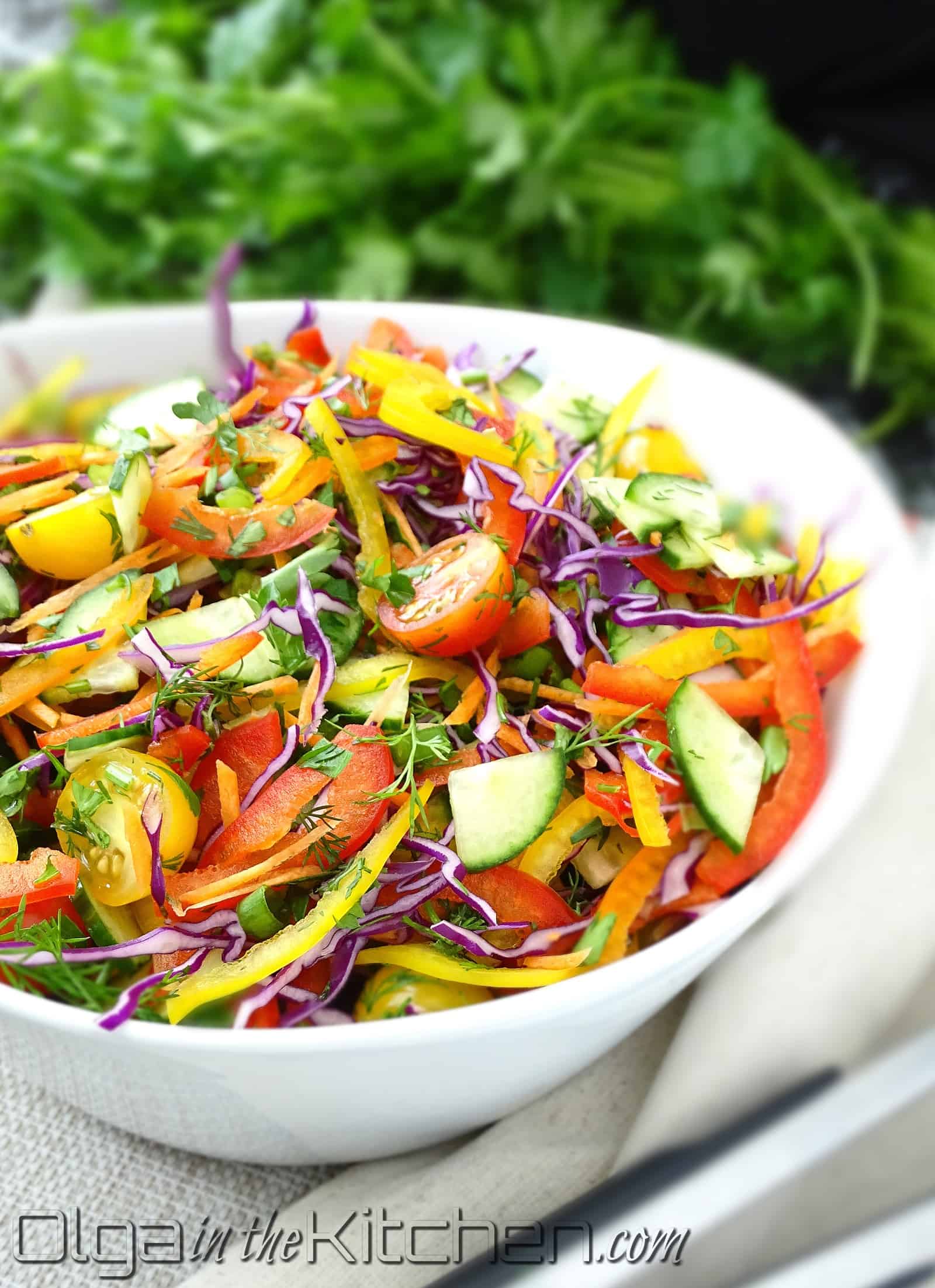 All-Veggie Salad: healthy, colorful, full of flavor and vitamins. All your favorite vegetables in one bowl. | olgainthekitchen.com 