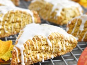 Pumpkin Scones: super flaky and perfectly spiced; these scones are your new favorite fall treat in under 30 minutes. | olgainthekitchen.com