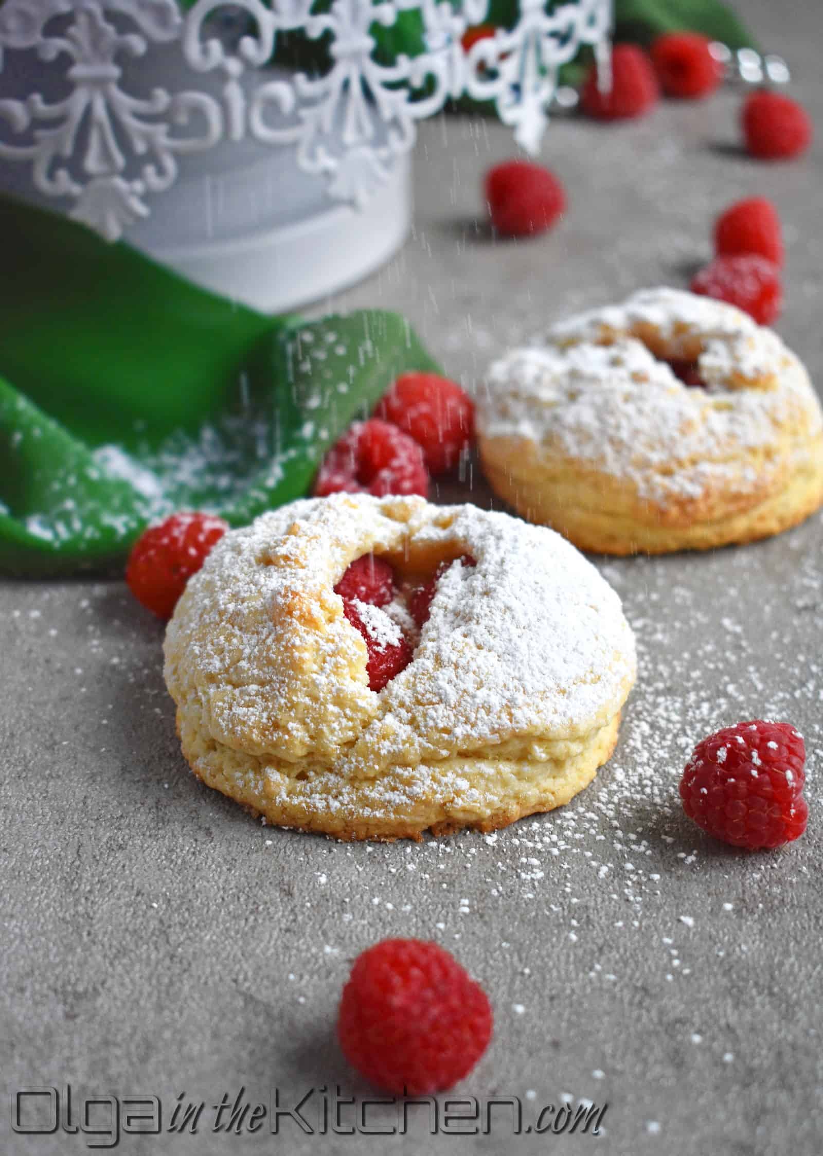 Raspberry Scones: soft on the inside, buttery and flaky with a delicious raspberry twist; so perfect in every way. #scones #raspberryscones #breakfast #pastry #olgainthekitchen