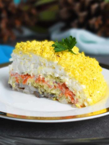 Mimosa Salad (Layered Egg and Cheese Salad): elegant, festive, appealing to an eye and delicious in taste! | olgainthekitchen.com