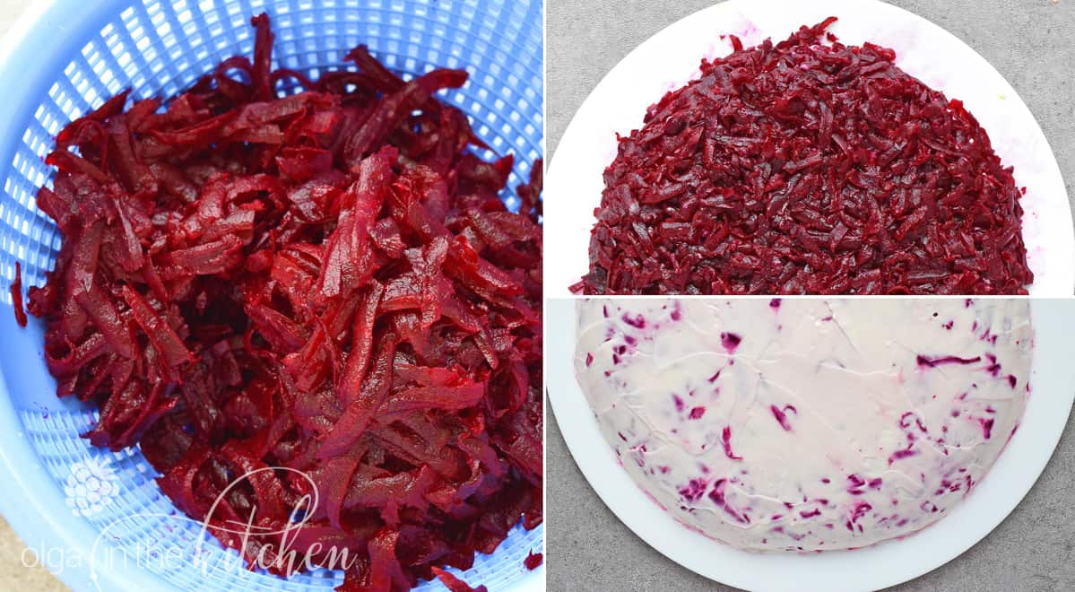 Shuba Salad (Layered Beet Salad with Herring): an easy and festive dish created from root vegetables; very popular among Ukrainian families. | olgainthekitchen.com
