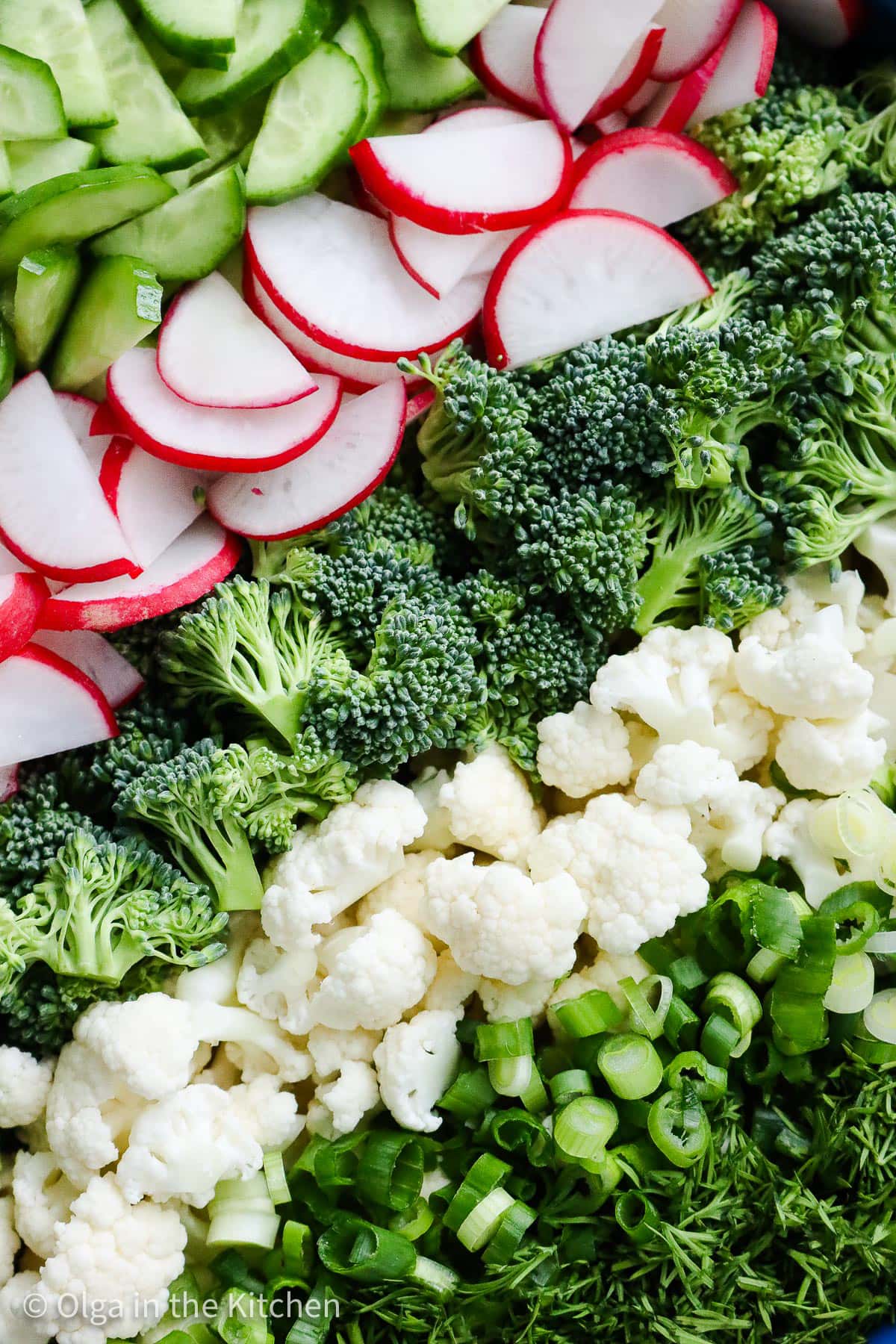 How to cut Broccoli Cauliflower Salad